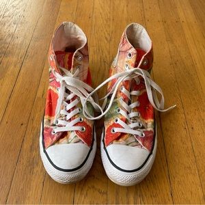 Converse Citrus/Grapefruit Print AllStar High Tops women’s 9/men’s 7